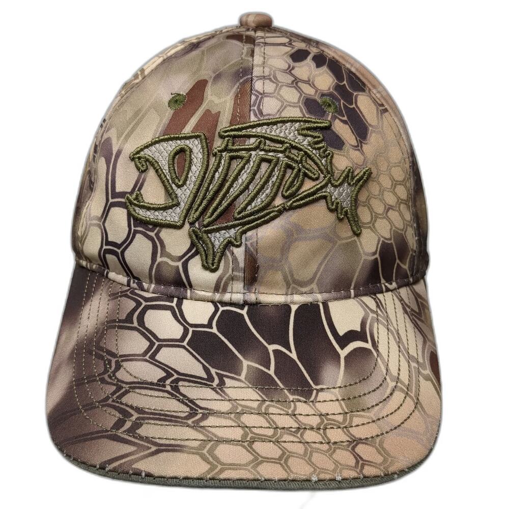 G.Loomis Baseball Cap Brown One Size Camo Fish Skeleton Logo Strapback hat